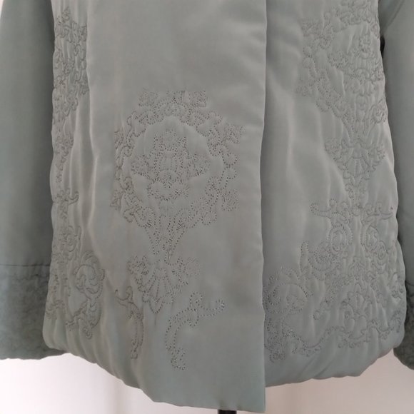 J. Jill XS Coat Jacket  Sage Light Green Embroidered Plush Lined Oversized - Picture 10 of 16
